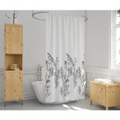 Resim 180x200 cm Funda Tek Kanat Banyo Perdesi, Yıkanabilir Polyester Kumaş Banyo Perdesi, Duş Perdesi Siyah - Beyaz 