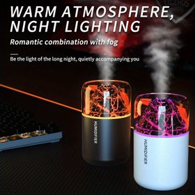 Resim Geniş Sisli 7 Renkli LED Nemlendirici - USB ile Çalışan, Süper Sessiz, Ev, Ofis ve Araç İçin İdeal Tatil Hediyesi 