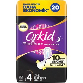 Resim Orkid Platinum Gece Ekstra (Boy 4) Hijyenik Ped 20 Adet - Gratis 