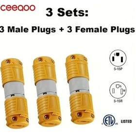 Resim Chuangyinshop Ceeaoo Amerikan Tipi Sarı 3 Set 15a 125v Soket Ve Fiş Seti Etl Sertifikalı 