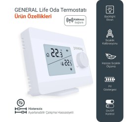 Resim General Life Illona HT250S RF Kablosuz Oda Termostatı - Beyaz 