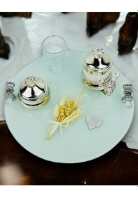 Resim Cherish Söz Tepsisi Ve Damat Kahve Fincan Tepsisi Krem Krem 