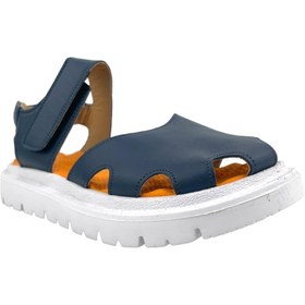 Resim Nubebe Retro Kız Çocuk Deri Sandalet Lacivert 