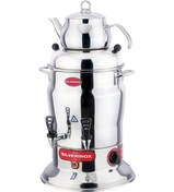 Resim Işıkgaz Silverinox 16 Litre Çift Demlik Çay Semaveri Otomatı Makinesi 