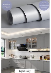 Resim Trendpoint Kendinden Yapışkanlı 60cm 500cm Mat Gri Duvar Kağıdı Mutfak Tezgah Dolap Masa Kaplama 