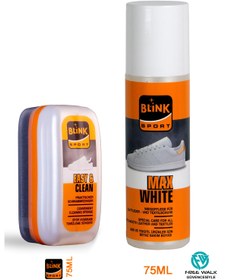 Resim Blinksport Free Walk Max White Beyaz Renkli Spor, Deri Ve Kumaş Ayakkabı Boyası 75 ml Temizleme Süngeri 