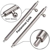 Resim Koodmax 50 Adet Paslanmaz Çelik Yaylı Otomatik Boynuzlu Kol Saati Kordon Pimi Susta - 1.5mm 24mm 