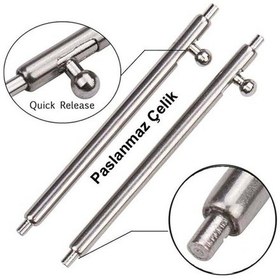 Resim Koodmax 50 Adet Paslanmaz Çelik Yaylı Otomatik Boynuzlu Kol Saati Kordon Pimi Susta - 1.5mm 24mm 