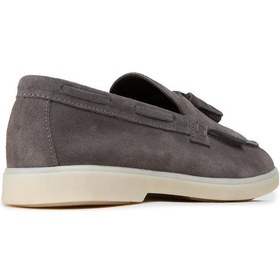 Resim Deery Erkek Hakiki Süet Gri Püsküllü Loafer - 02030mgrıc02 