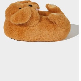 Resim Defacto Kız Çocuk Köpek Temalı Düz Taban Panduf F1510a825wnbn45 Kahve-bn45 