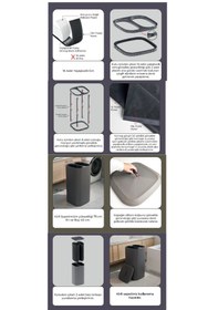 Resim Twindecor 2 Bölmeli Kirli Çamaşır Sepeti Yıkanabilir 90 Lt - Büyük Boy Katlanabilir Kirli Sepeti Gri 