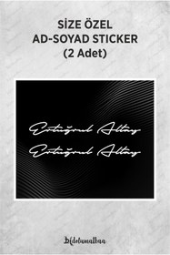 Resim Bidolumatbaa Size Özel Ad Soyad İmza 20x3 Cm / İmza Etiket / Araç Sticker / Motor Sticker (2 Adet) 