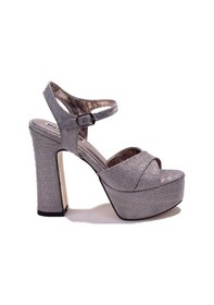 Resim Dagoster Dza07-337350 Platin Simli Tek Bant Platform Topuklu Kadın Ayakkabı 001 