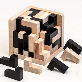 Resim 54 parça Ahşap Zeka Bulmaca Küpü, Ahşap Bulmacalar L-Şekilli Puzzle Mantık Bulmaca Eğitici Oyuncak 