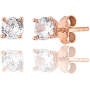 Resim Zanaatsilver 925 Ayar Gümüş Pırlanta Montürlü Rose Tektaş Küpe-5mm 