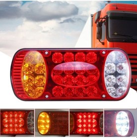 Resim Sones Mk-231 12v Römork Kamyon Araba Hasır Şapka Lamba Boncuk Arka Lambaları Kırmızı 