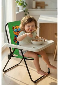 Resim Exent Kids 2 6 Yaş, Maskot Ayı Katlanır Portatif Mama Sandalyesi, Tak-çıkar Masa İle-yeşil 