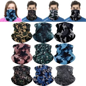Resim 6 adet veya 9 adet Nefes Alabilir Kamuflaj Balaclava Boyunluk - Çok Amaçlı Yüz Maskesi, Kulak Koruma ve Spor, Bisiklet, Koşu, Yürüyüş için Ter Bandı - Kışlık Toz Geçirmez Dış Mekan Başlığı ile Kamuflaj Desenleri (Siyah Seri) 