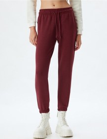 Resim Koton Jogger Eşofman Altı Cep Detaylı Beli Bağcıklı Nervürlü Rahat Kalıp Bordo 5wal40026ık Bordo 