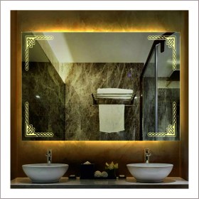 Resim Dnr-Mirror65x90 Cm Günışığı Ledli Tasarım Kumlamalı Banyo Aynası Makyaj Aynası Işıklı Ayna 