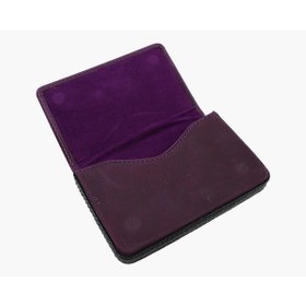 Resim Westpolo Eskitme Hakiki Deri Unisex Tek Bölmeli Kartlık - Mürdüm-siyah 