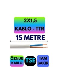 Resim Öznur 2x1,5 Ttr Kablo Beyaz Metre Seçenekli - 15 Metre 