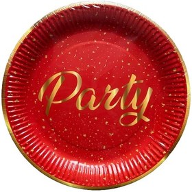 Resim Roll-up Parti Doğum Günü Işıltılı Kırmızı Party Yazılı Karton Tabak - 22 Cm. - 8 Adetlik 10 Paket Kırmızı 