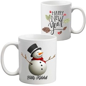 Resim Kardan Adam Temalı Isimli Yılbaşı Hediyesi Kupa Bardak 