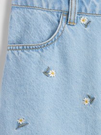 Resim Mavi Işlemeli Denim Etek - Mavi / 7 