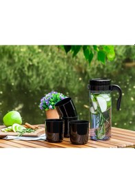 Resim Madame Coco Laure 4 Bardaklı Sürahi Seti 1ksurh01369x14x24cm-füme 