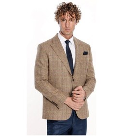 Resim Wessi Balıksırtı Desen Slim Fit Yün Taba Erkek Ceket Taba 