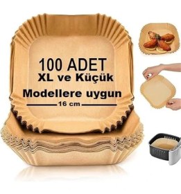 Resim AyrStore Airfryer Pişirme Kağıdı Kare 100 Adet Hava Fritöz Parşömen Ithal Fırın Kağıdı Tek Kullanımlık Kağıt 