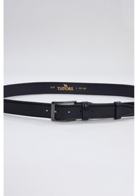 Resim Tudors Erkek %100 Hakiki Deri 3,5 Cm Klasik Lacivert Kemer -31577-lacivert 
