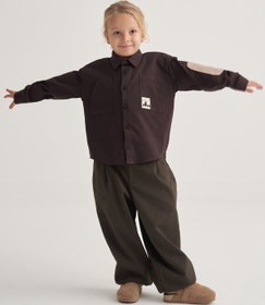 Resim Unisex Çocuk Gabardin Gömlek Kahve - 4-5 Yaş 
