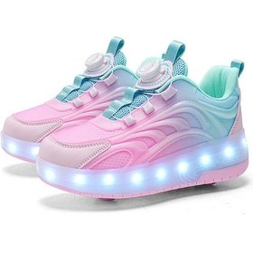 Resim Snapbuy Çift Tekerlekli Çocuk Led Işıklı Paten Işıklı Spor Ayakkabı Açık Pembe 
