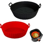 Resim Hava Fritöz Silikon Tenceresi, Hava Fritöz Silikon Sepet Kasesi, Silikon Pişirme Tepsisi Tencereleri 3 İla 5 Qt 
