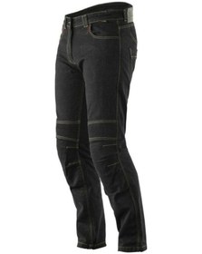 Resim Motosiklet Pantolonu Likralı Esnek Kumaş Korumalı Kevlar Kot Motor Pantolon Jean Siyah 