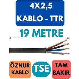 Resim Öznur 4x2,5 Ttr Kablo Metre Seçenekli Siyah - 19 Metre 