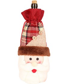 Resim Hfambition Yılbaşı Şarap Kılıfı - B358 Yenilikçi Kare Desenli Kumaş Şarap Kabı, Mükemmel Noel Dekorasyonu Ve Hediye Seçeneği 