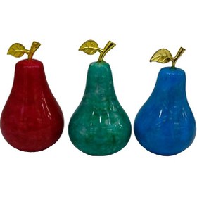 Resim Renkli Dekoratif Armut Figürleri Taş Tasarım 3'lü Set 