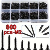 Resim 800 Adet M2 Siyah - Vidalama ve Ahşap Vidaları Seti, Spiral Saplı & Düz Başlı Dayanıklı Metal, Ahşap Tamir ve Aparat Montajı İçin, Pratik Saklama Kutusu Dahil 