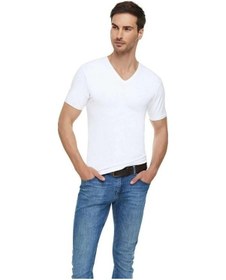 Resim Erkek V Yaka Likralı Kısa Kol Fanila Atlet 1303 - 6 Adet 001 