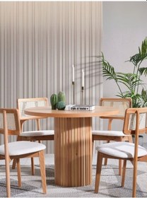 Resim Arya Yuvarlak Ahşap Bohem Masa 110x110 Naturel 