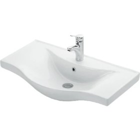 Resim Özceden Yıldız Banyo Dolabı 80 cm Ayaklı Beyaz Mdf Alt Modül ve Lavabo 