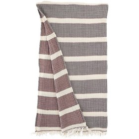 Resim Quatro Müslin Peştamal - Antrasit-Yanık Bordo / 80x160 cm 