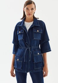 Resim Kadın Kolları Kısalabilen Denim Ceket - S 