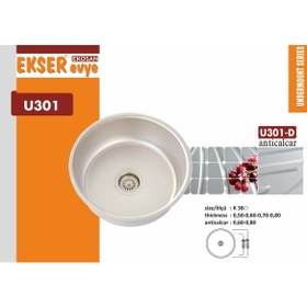 Resim Ekosan K38 Yuvarlak Paslanmaz Eviye + Sifon 