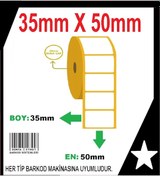 Resim Termal Etiket 35X50 - Barkod Etiket 6 Rulo 6000 Adet 