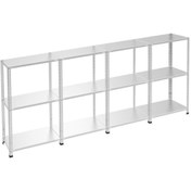 Resim RafBurada 3 Katlı 4'lü Galvaniz Çelik Raf - Depo, Arşiv, Kiler, Dosya, Market Rafı 43x60 Cm-100 Cm-1.00 Mm 
