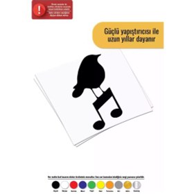 Resim Nota Ve Kuş Sticker Oto Motor Laptop Duvar Folyo Sticker 15 X 25 Cm 